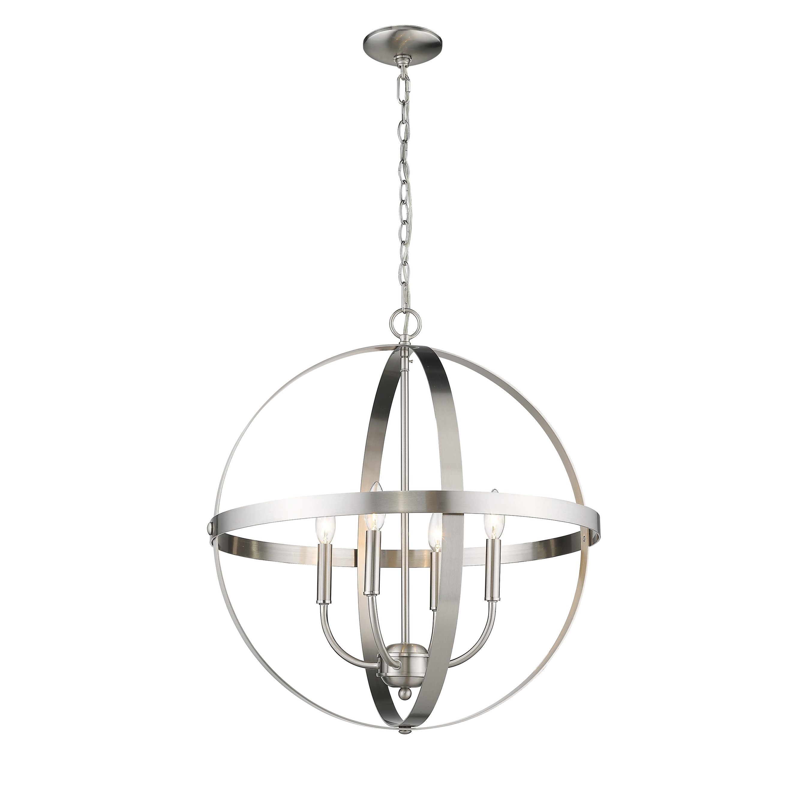 Satin Nickel Globe 4 Light 24" x 25" Modern Pendant