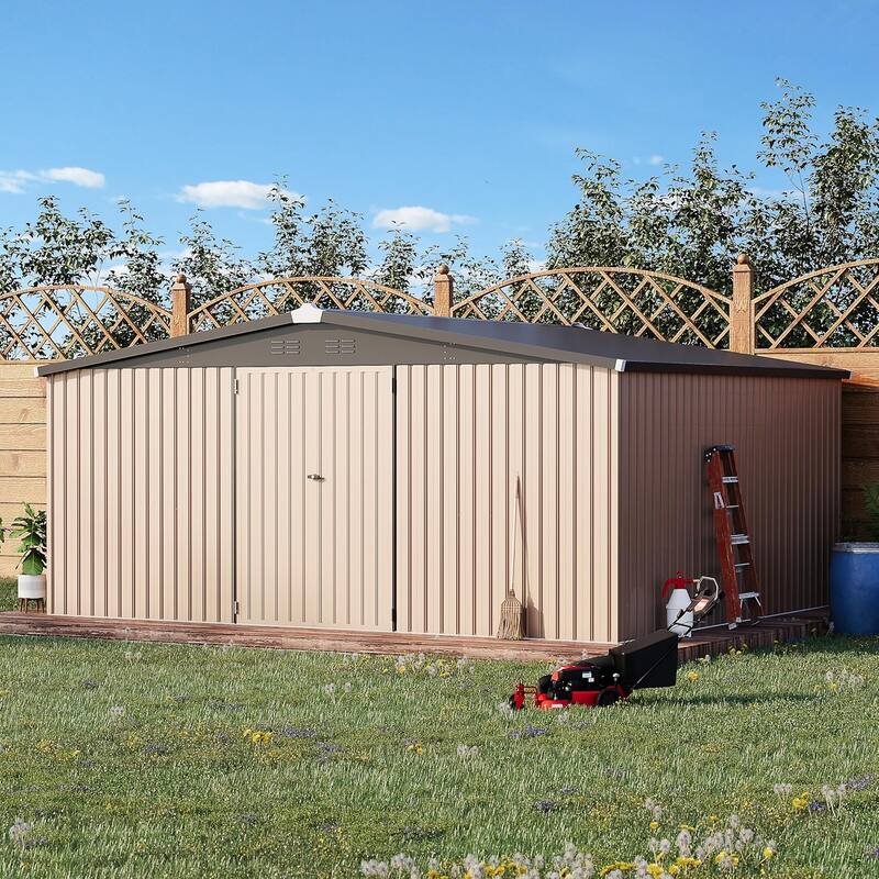 AECOJOY Outdoor Extra Large Storage Metal Shed with Lockable Doors