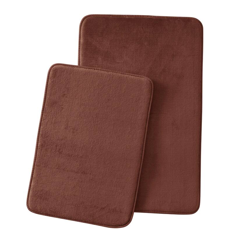 Sweet Home Collection Memory Foam 2 Piece No Slip Back Bath Mat Rug Sets