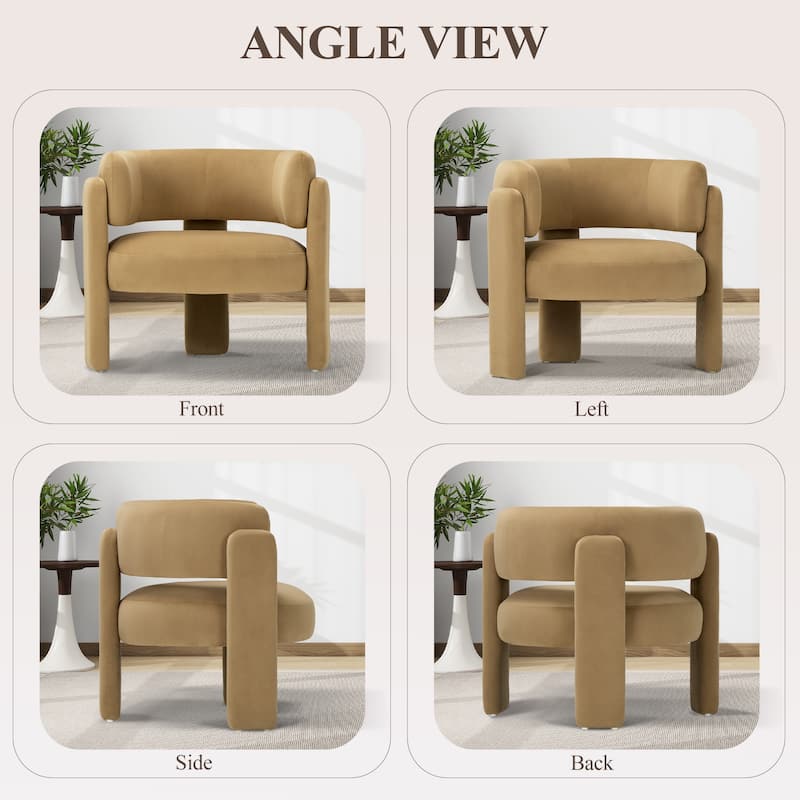 RENEWLINE Modern Velvet Barrel Accent Chair - 3-Leg Design for Living Room, Bedroom