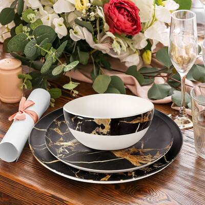 12 Piece Melamine Bamboo Dinnerware Set Service for 4