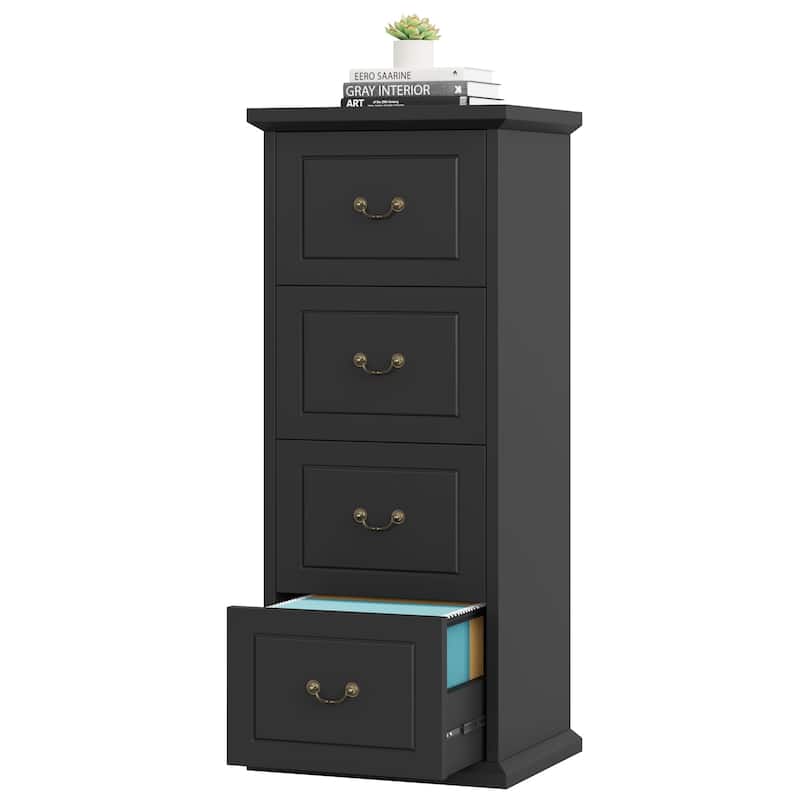 Wood File Cabinet, Tall Filing Storage Printer Stand for A4/Letter/Legal Size, Home Office Document Accent Cabinet