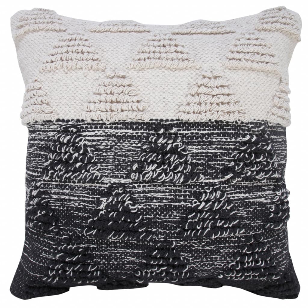 HomeRoots 20" X 20" Black And Off-White 100% Cotton Geometric Zippered Pillow