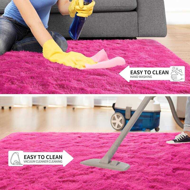 Living Room Bedroom Super Soft Pile Area Rug, Modern Shaggy Rugs, Non-Slip Pile Rugs for Kids