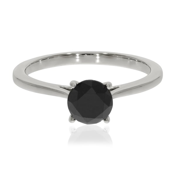 Prism Jewel 1.25 TDW Prong Set Round Black Diamond Solitaire Engagement Ring