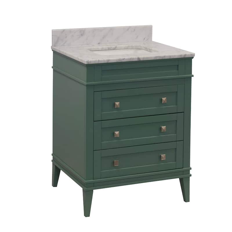 KitchenBathCollection Eleanor 30" Bathroom Vanity with Carrara Marble Top