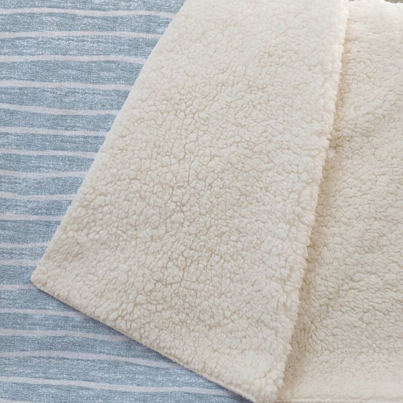 Premium Machine Washable ASB138 Subtle Stripe Sherpa Throw Blanket