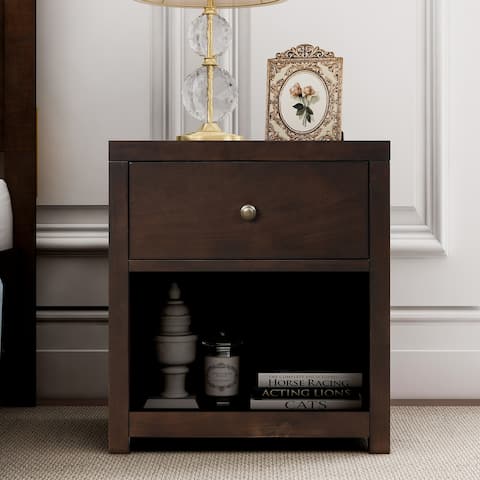 Nestfair Solid Wood Nightstand Sofa End Table with Drawer
