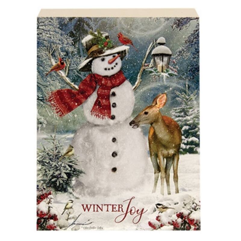 Woodland Snowman Wooden Blocks Christmas Decor Wall or Freestanding Display 3 Asstd. - 7" H x 5.25" W x 1.5" D