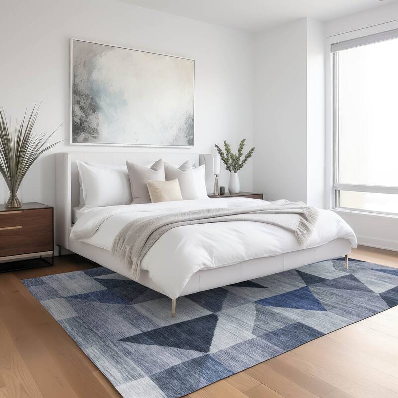 Machine Washable Indoor/ Outdoor Geo Rubi Chantille Rug