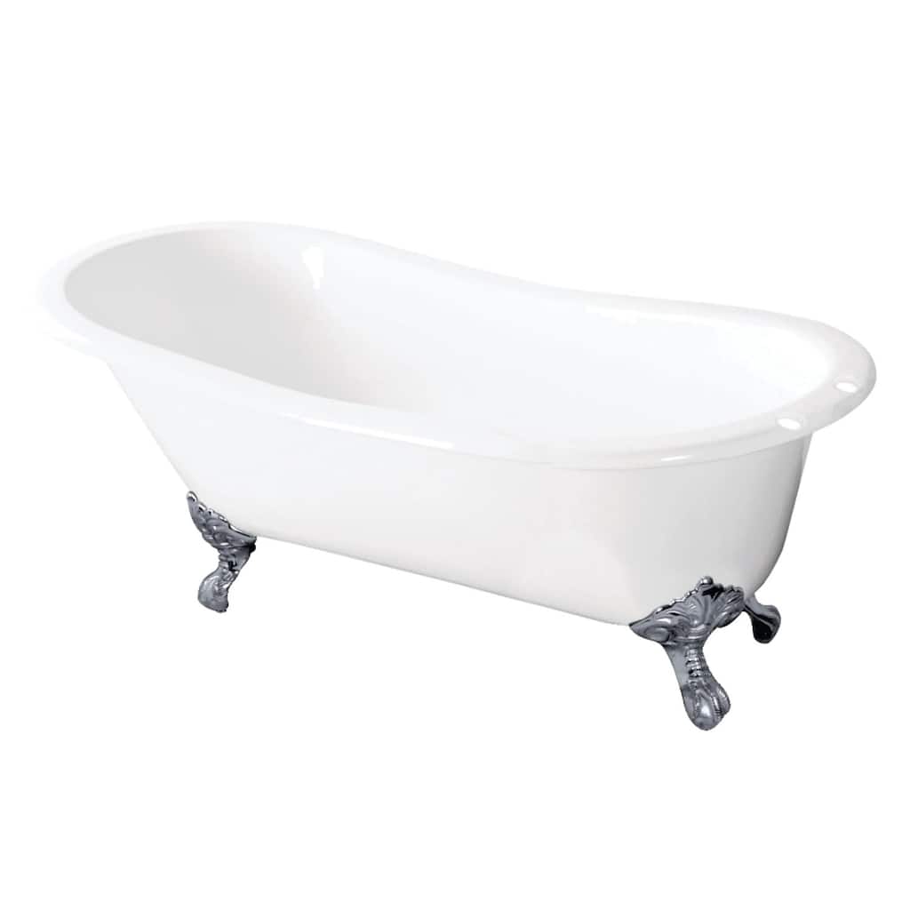Kingston Brass Tazatina 57" Clawfoot Cast Iron Soaking Tub with