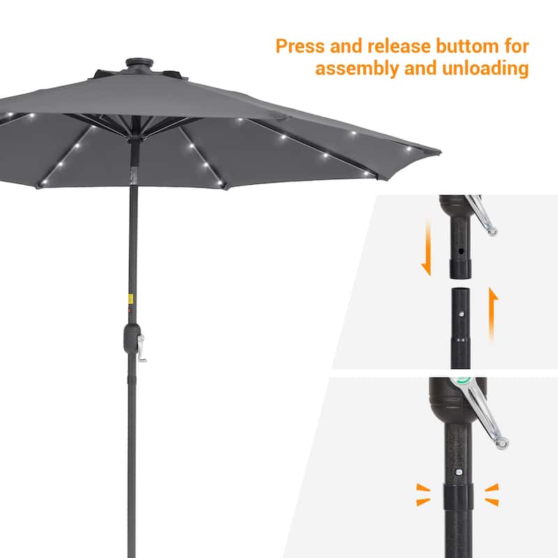 BONOSUKI LED Patio 9Ft Market Umbrella,Outside Deck Table Umbrella