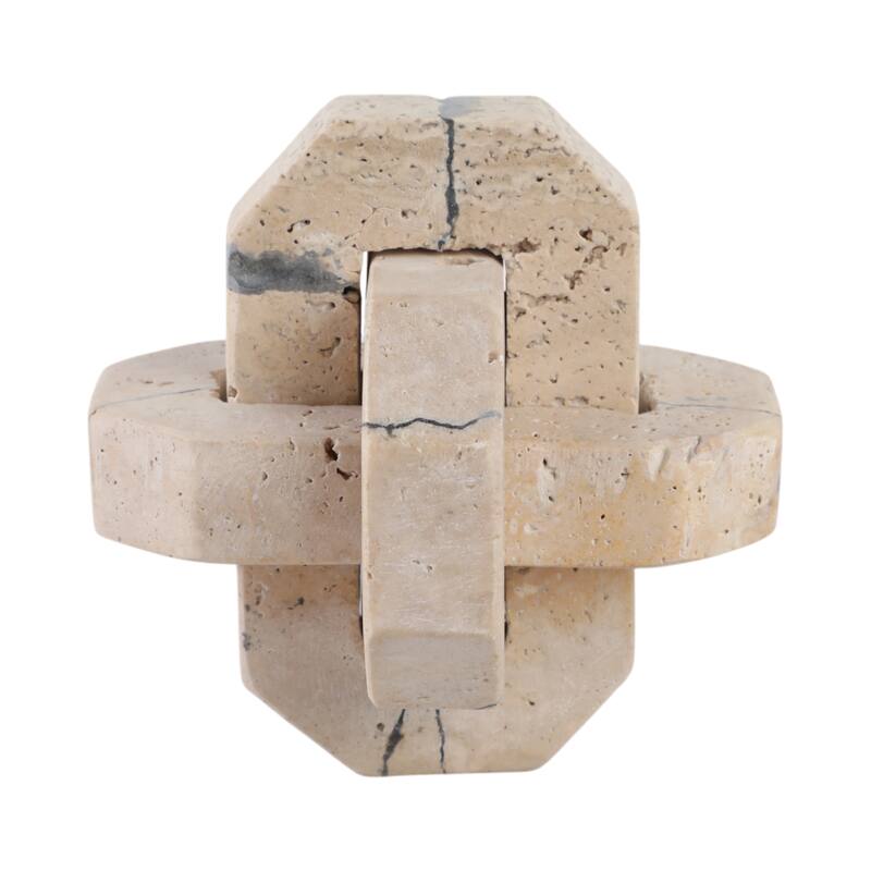 Stone Decorative Object Interlocking Geometric Sculptural Design