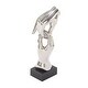 preview thumbnail 3 of 8, Silver Polystone Hands Decorative Sculpture - 5 x 4 x 13