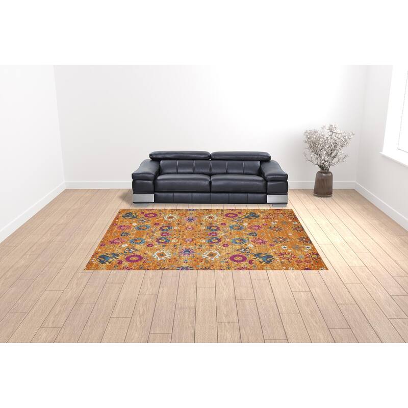 Roze Power Loomed Floral Area Rug By HomeRoots - 9' x 12'