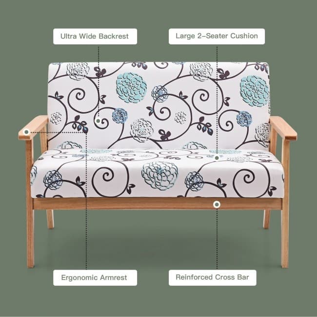 Modern Fabric Loveseat Sofa Couch Upholstered 2-Seat Armchair - 45" x 26.5" x 32" (L x W x H)
