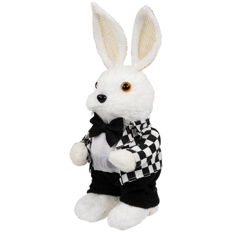 Boy Easter Rabbit Figurine in Checkered Jacket - 10"