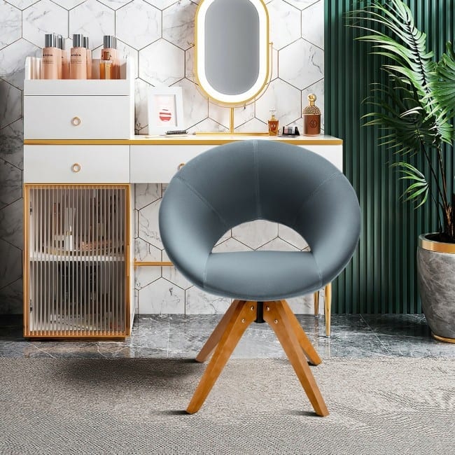 Mid Century Modern Swivel Accent Chair Fabric Velvet Armchair - 27" x 22" x 32.5" (L x W x H)