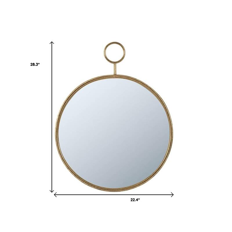 HomeRoots 28" Gold Round Iron Framed Accent Mirror - 22.4' X '28.3' X '1.8