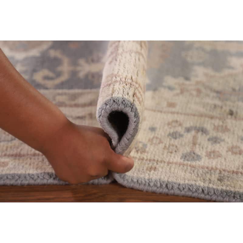 Geometric Oushak Oriental Area Rug Hand-Knotted Wool Carpet - 3'11"x 5'10"