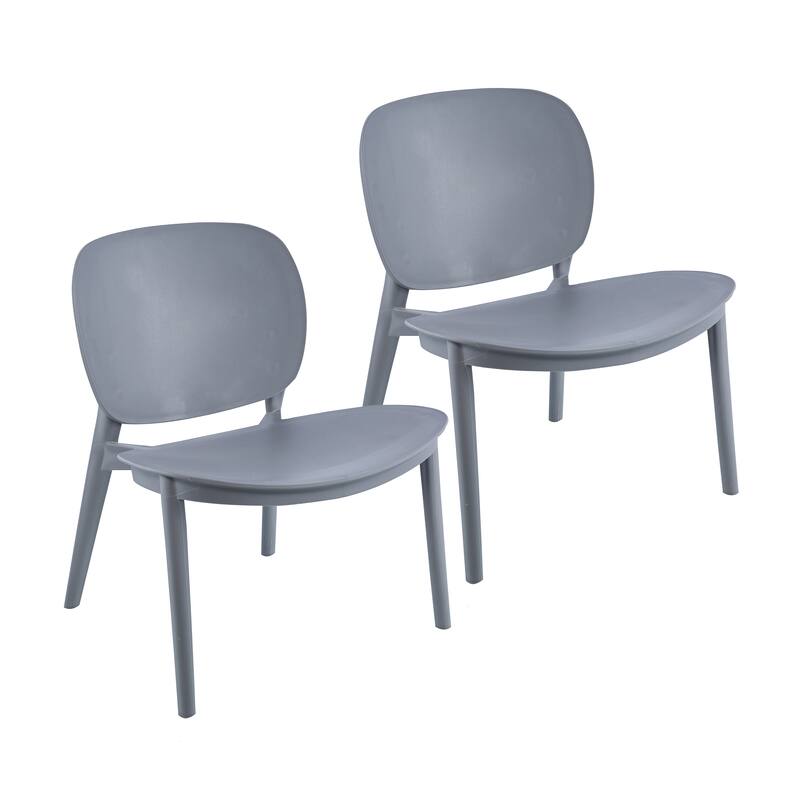 Porthos Home Dani Plastic Dining Chairs Set of 2, Indoors And Outdoors - Grey