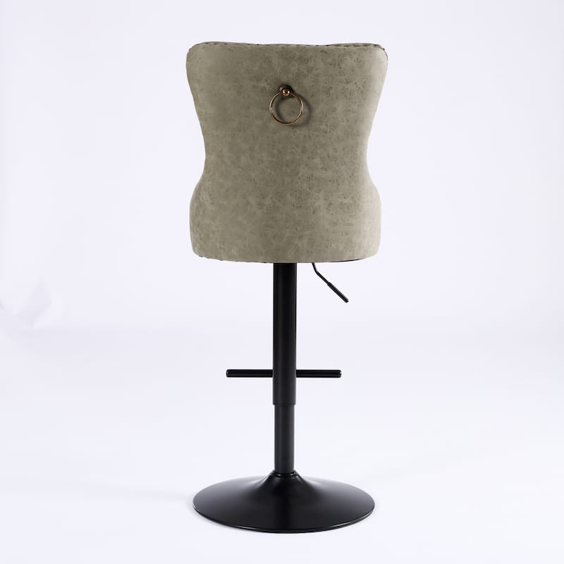 Modern Adjustable Seat Height Swivel Barstools with Tufted Back - Set of 2