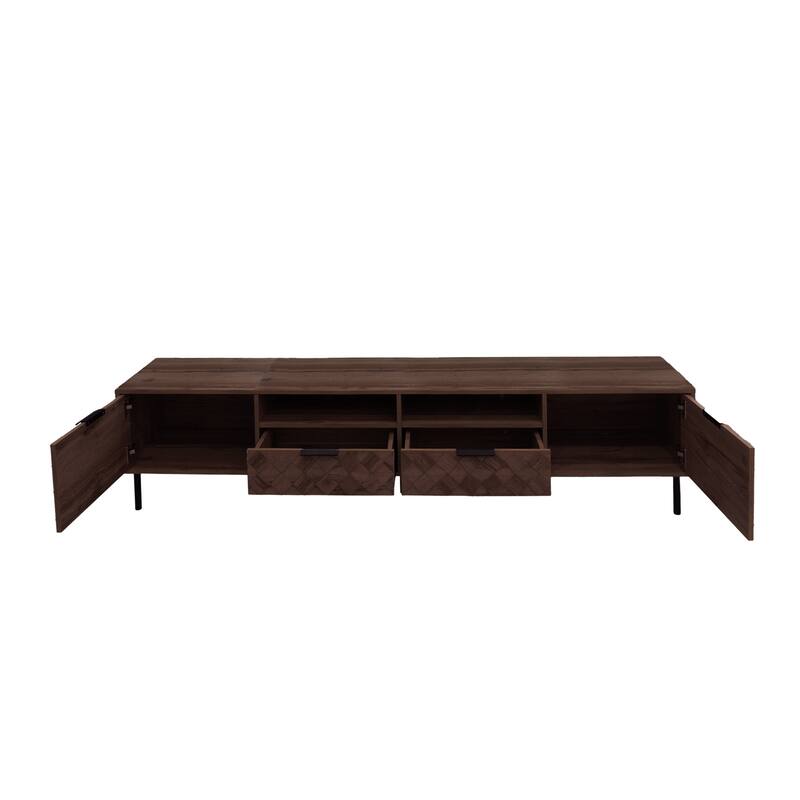 Mid-Century Modern TV Stand with Storage Cabinets, TV Console for TVs up to 85", Living Room Entertainment Center