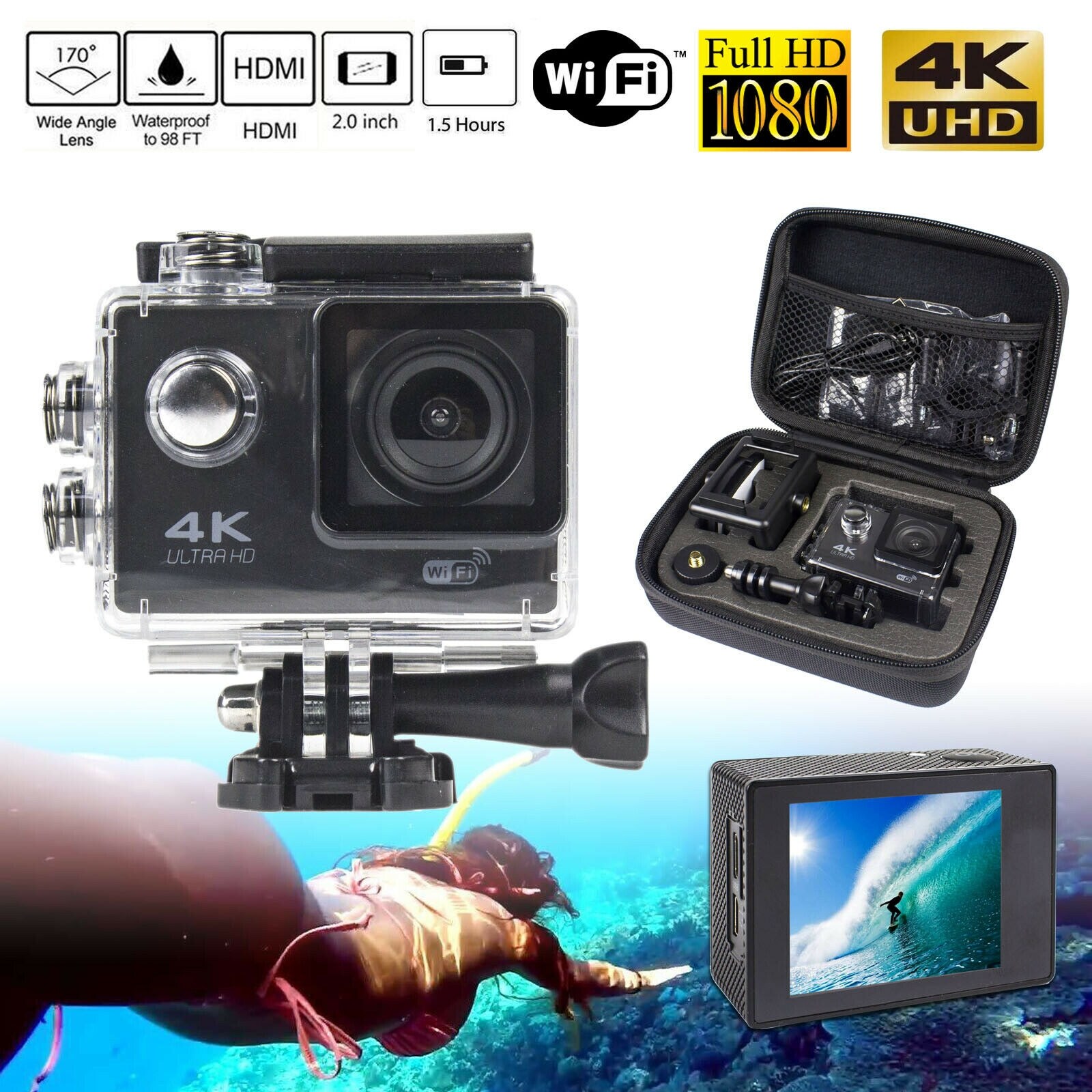action camera waterproof 4k wifi