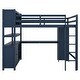 preview thumbnail 6 of 9, Dark Blue Full Pine Wood Loft Bed with Cabinet & Desk