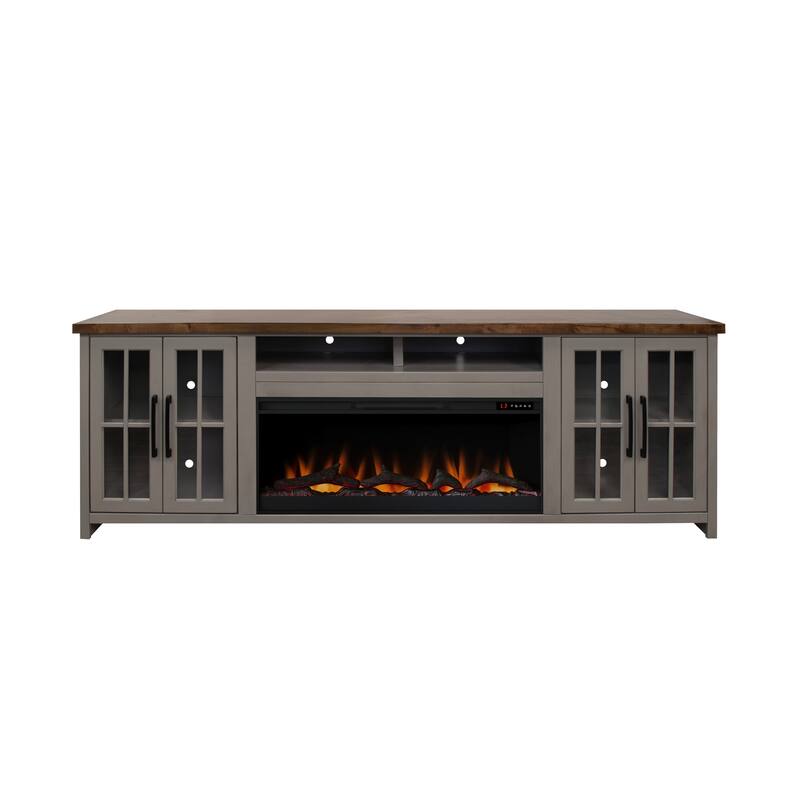 Bridgevine Home Modern Farmhouse 97 inch Fireplace TV Console for TVs up to 100 inches, Two-Tone Finish