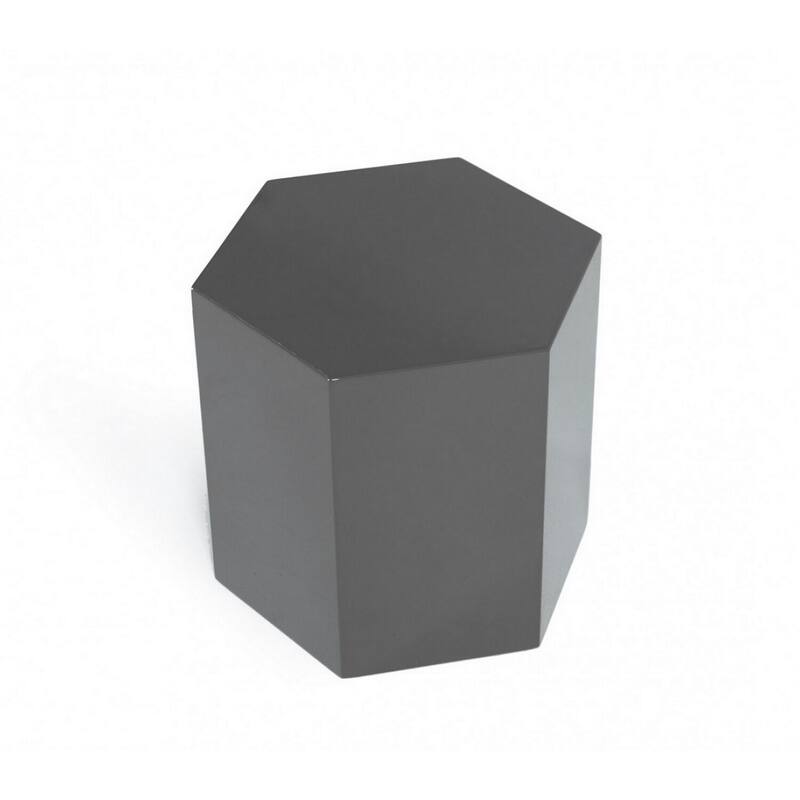 13 in. Gray Hexagon Wood End Table, Sturdy Build End Side Table for Living Rooms