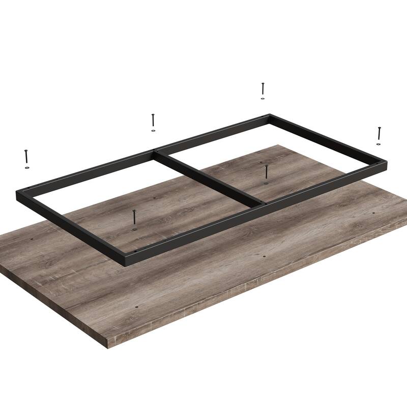 GDFStudio - Kavon Modern Minimalist Wooden Dining Table with Sturdy Metal Frame & Spacious Rectangular Top