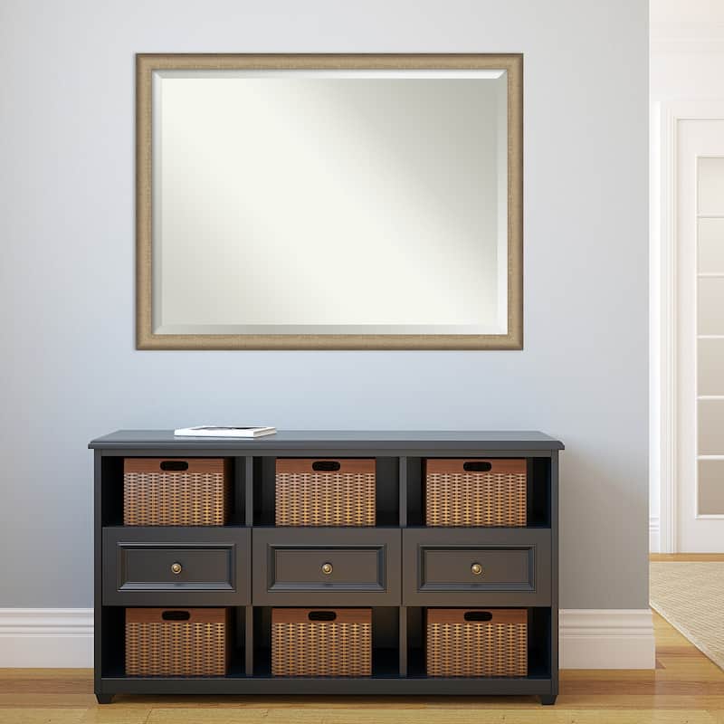 Beveled Wall Mirror - Elegant Brushed Bronze Narrow Frame