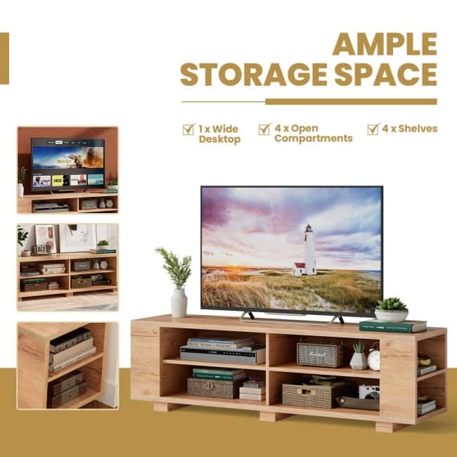 59" Console Storage Entertainment Media Wood TV Stand - 59" x 15.5" x 17.5" (L x W x H)