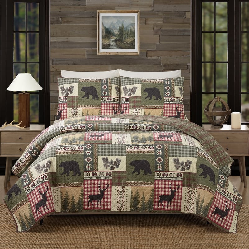 Modern Heirloom Dorset Lodge Patchwork Printed Quilt Set