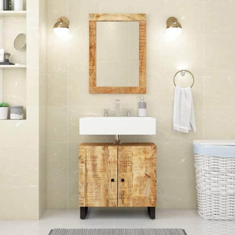 vidaXL Bathroom Furniture Set Brown Solid mango wood Medium - 13.0 x 24.4 x 22.8 in.