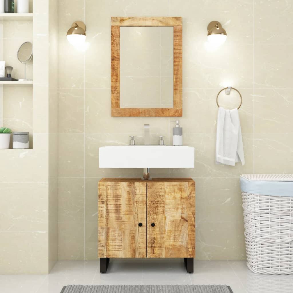 vidaXL Bathroom Furniture Set Brown Solid mango wood Medium - 13.0 x 24.4 x 22.8 in.