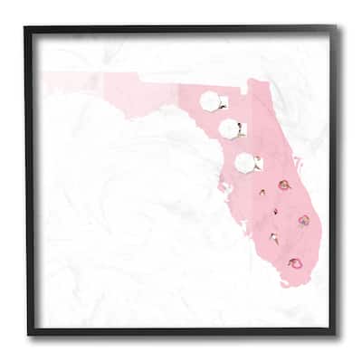 Stupell Florida State Outline with Coastal Sunbathers Framed Giclee Art Design By Victoria Kukla