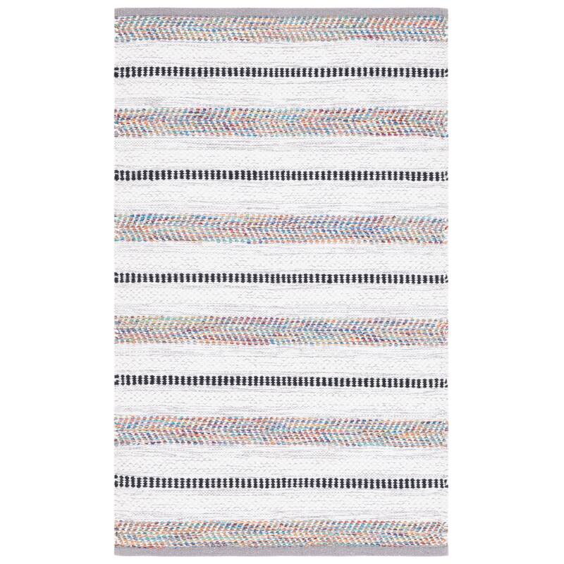 SAFAVIEH Handmade Montauk Meriel Stripe Rug - 2' x 3' - Grey/Ivory
