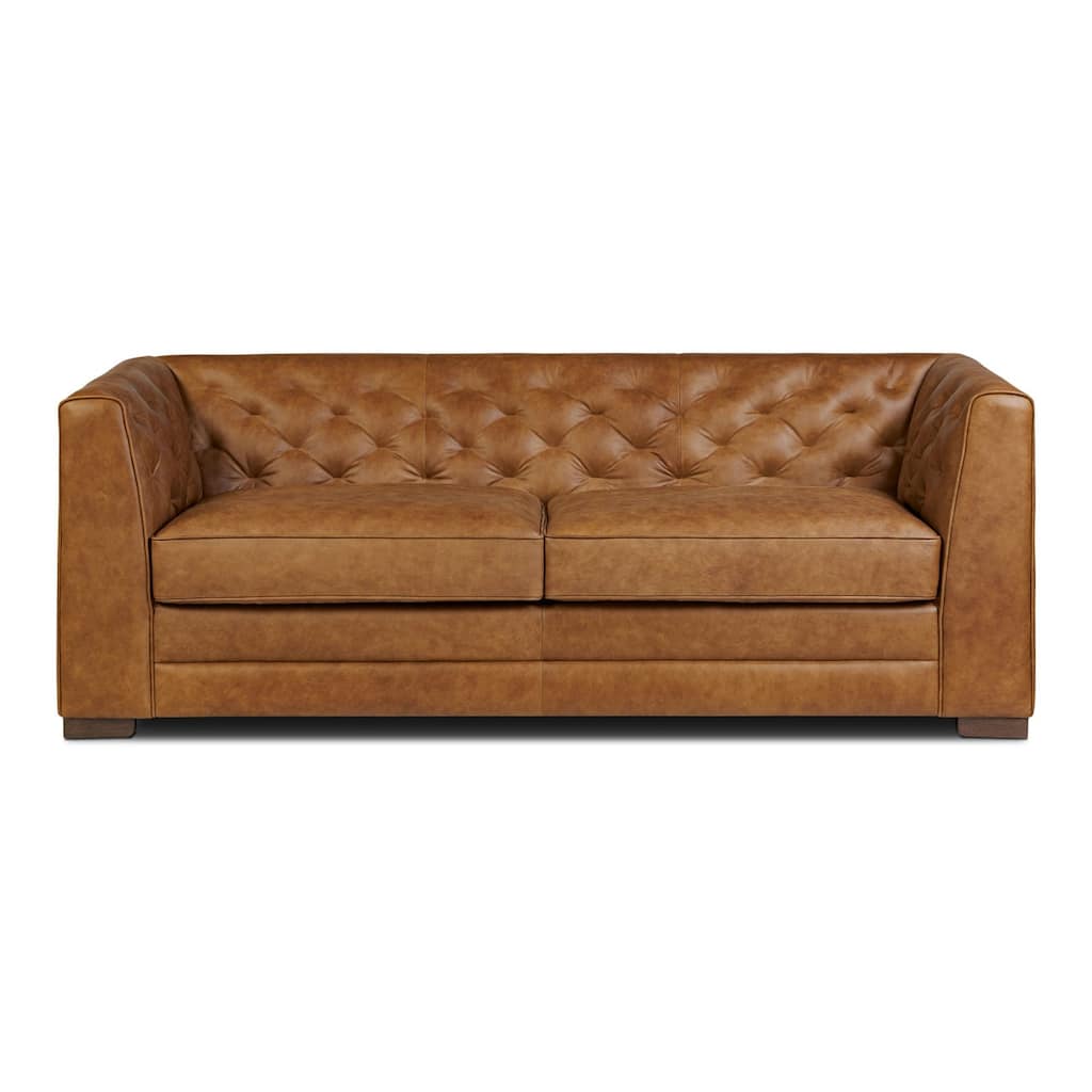 Poly & Bark Essex 86" Genuine Leather Pull-Out Convertible Sleeper Sofa