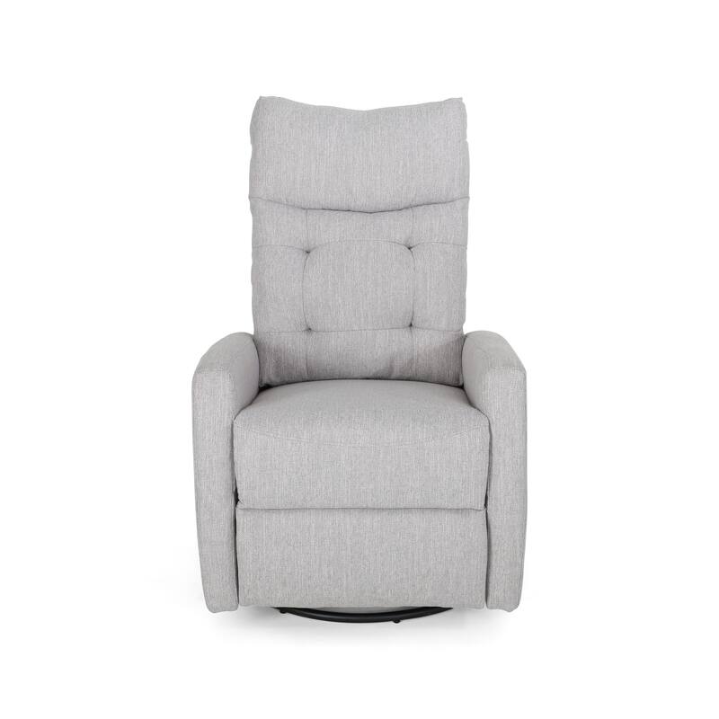 Roomfitters Swivel Recliner Chair with Tufted Back and Metal Base, Push-Back Reclining Lounge Chair for Living Room