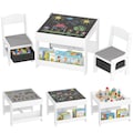 Qaba 3 Piece Kids Table and Chair Set, 3 in 1 Toddler Wooden Activity ...