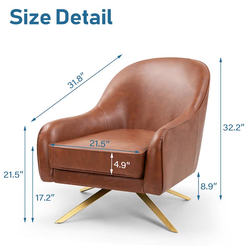 VredHom Swivel PU Faux Leather Accent Chair Sofa Chair - 21.5" W x 31.8" D x 32.2" H