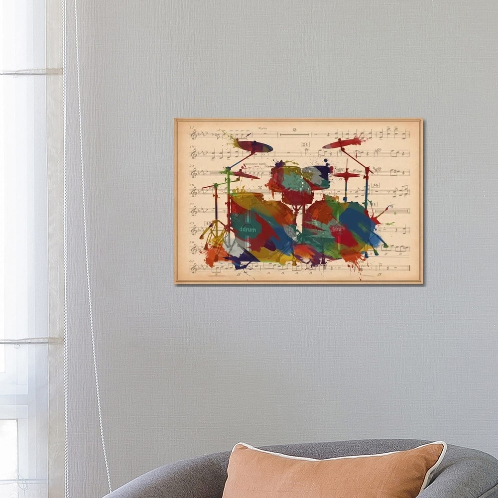iCanvas "Multi-Color Drums on Music Sheet #2" by Unknown Artist Canvas Print