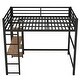 preview thumbnail 8 of 12, Industrial Full Size Metal Loft Kids Bed with Ladder,Guardrail,Built-in Desk and Storage Shelves