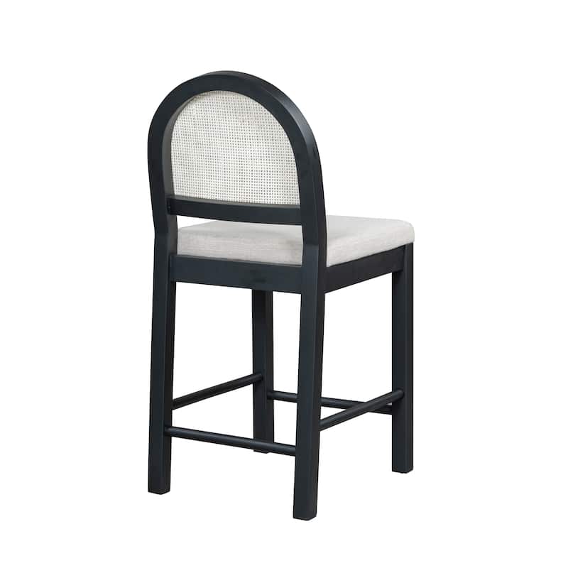 Christopher Knight Home - Elowen Natural Rattan Woven Back with Upholstered Counter Bar Stool (Set of 2)