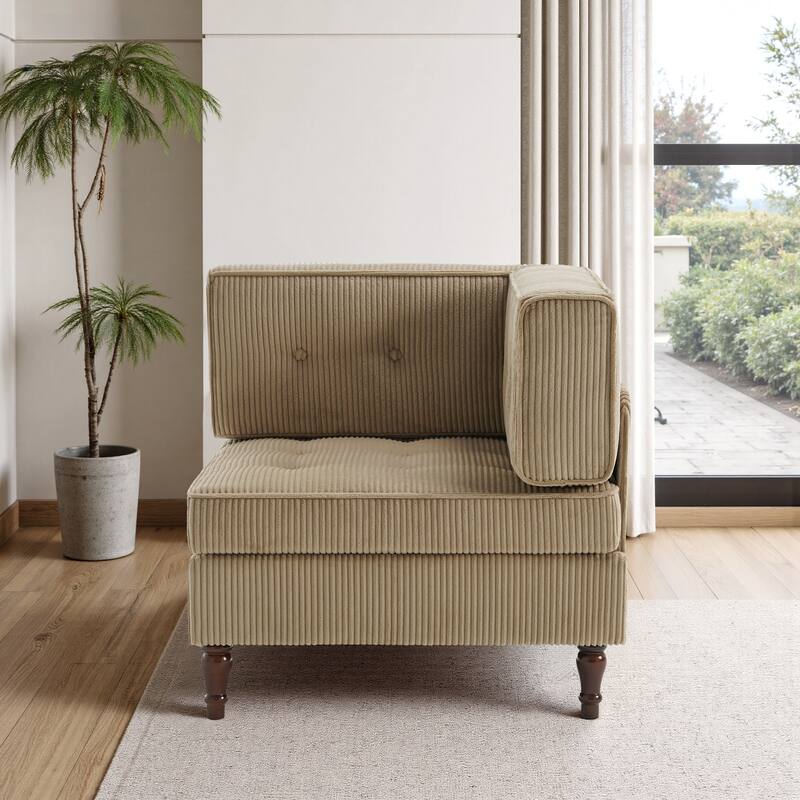 UIXE Corduroy Modular Corner Sofa Lounge Corner Arm Chair - Camel