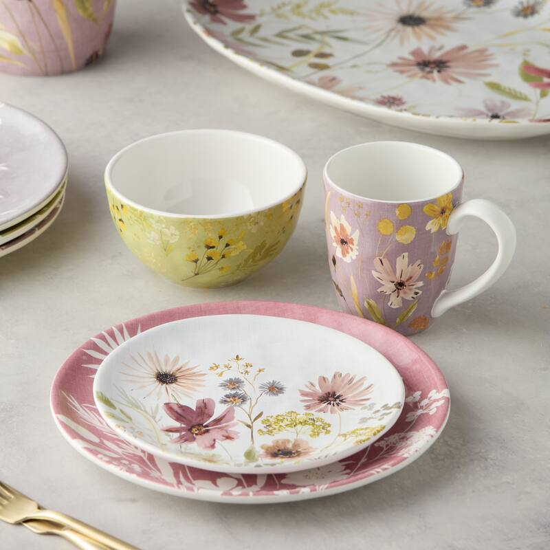 Certified International Wildflowers 16 Piece Dinnerware Set, Service for 4 - 10.50"L x 10.50"W x 1.00"H