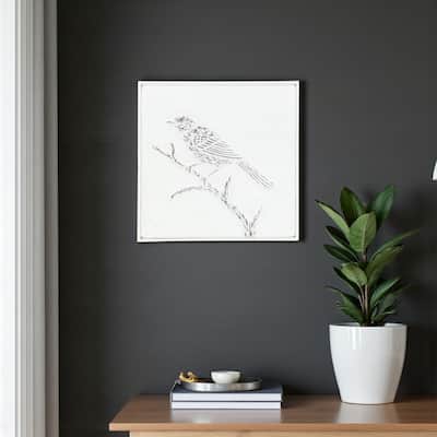 HomeRoots 10" X 10" White Bird Metal Square Hanging Wall Decor