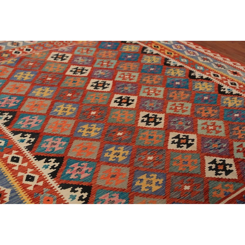 Kilim Oriental Area Rug Flatweave Bedroom Reversible Wool Carpet - 8'4"x 9'8"